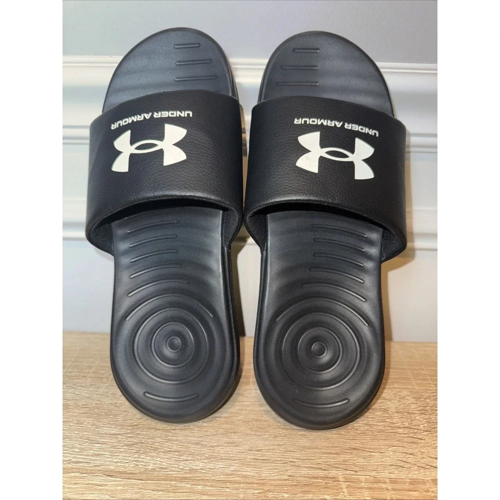 Under Armour men's UA Ansa fixed Black slides 3023761-004‎ Size 7